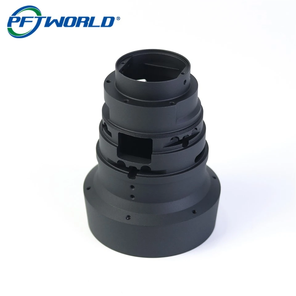 Casgen Lens Lens Optegol Alwminiwm Anodized Du Aml-gam Ddu Ar gyfer Systemau Camera Diwydiannol